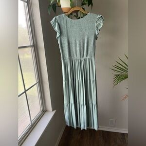 Knee length flutter sleeve dress